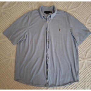 Ralph Lauren Knit Oxford Men's XXL Blue Button Down Cotton Pique Shirt